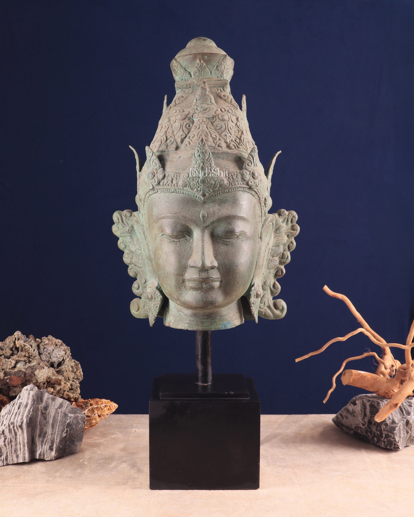 Large Lord Vishnu Face – Indonesian Bronze Handcrafted Sculpture