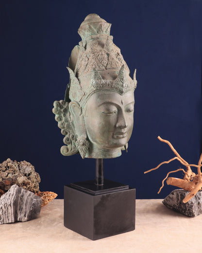 Large Lord Vishnu Face – Indonesian Bronze Handcrafted Sculpture