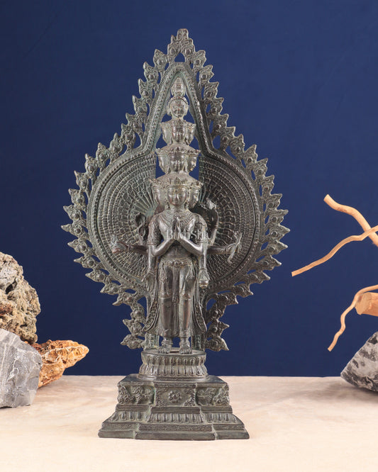 Vintage Bronze Avalokiteshvara – Indonesian Handcrafted Sculpture 17"