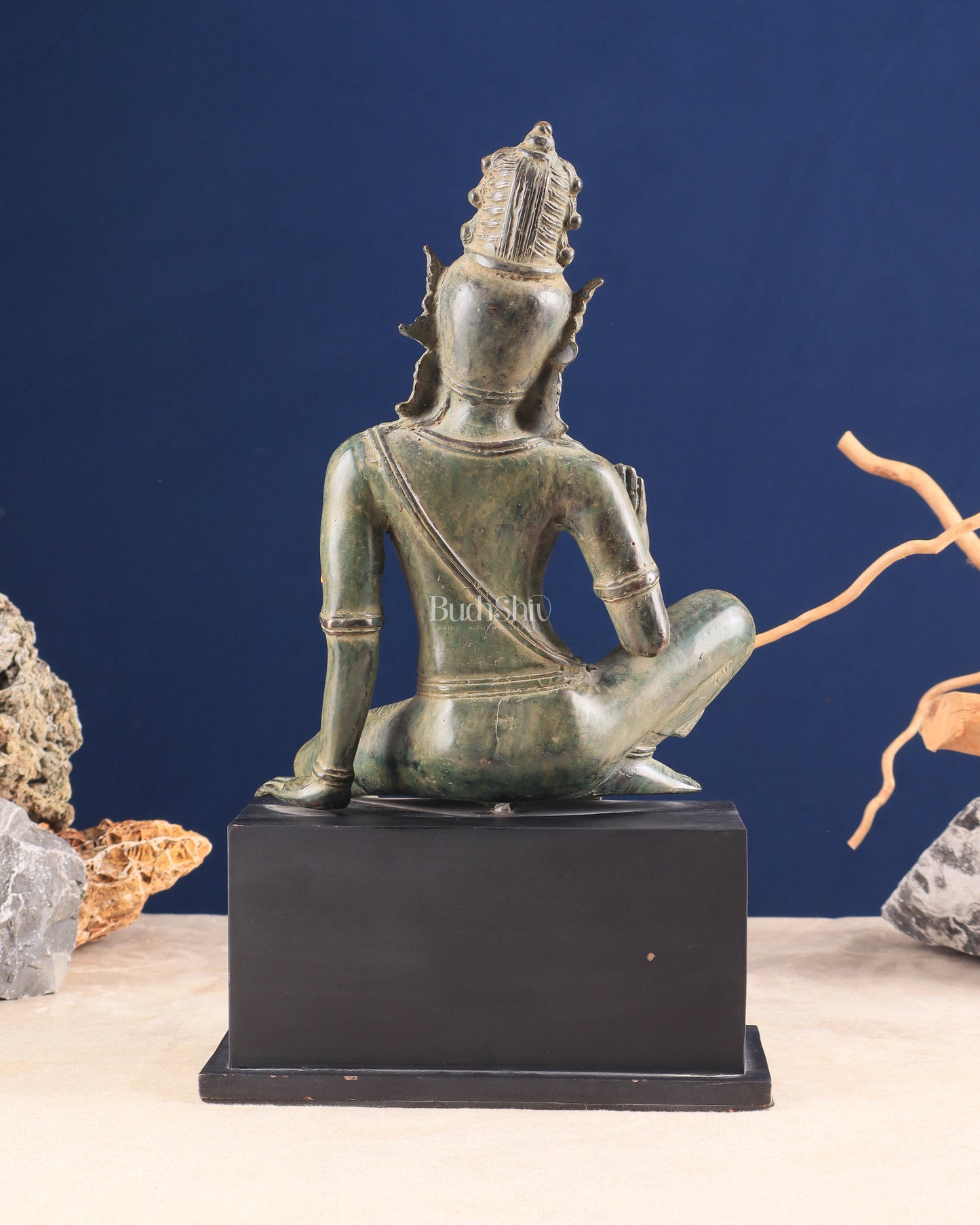 Vintage Balinese Bronze Seated Goddess Parvati Sculpture 14"