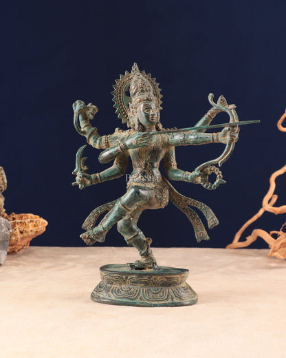 Indonesian Bronze Dancing Lord Rama with Bow and Arrow Vintage Sculpture 10"