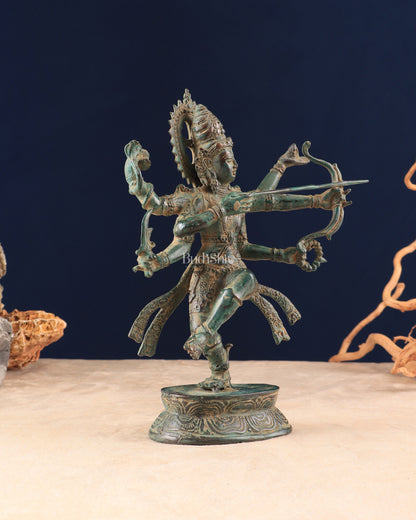 Indonesian Bronze Dancing Lord Rama with Bow and Arrow Vintage Sculpture 10"