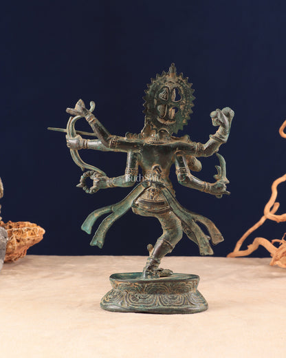 Indonesian Bronze Dancing Lord Rama with Bow and Arrow Vintage Sculpture 10"