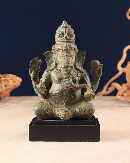 Vintage Indonesian Bronze Ganesha Statue 6.5"