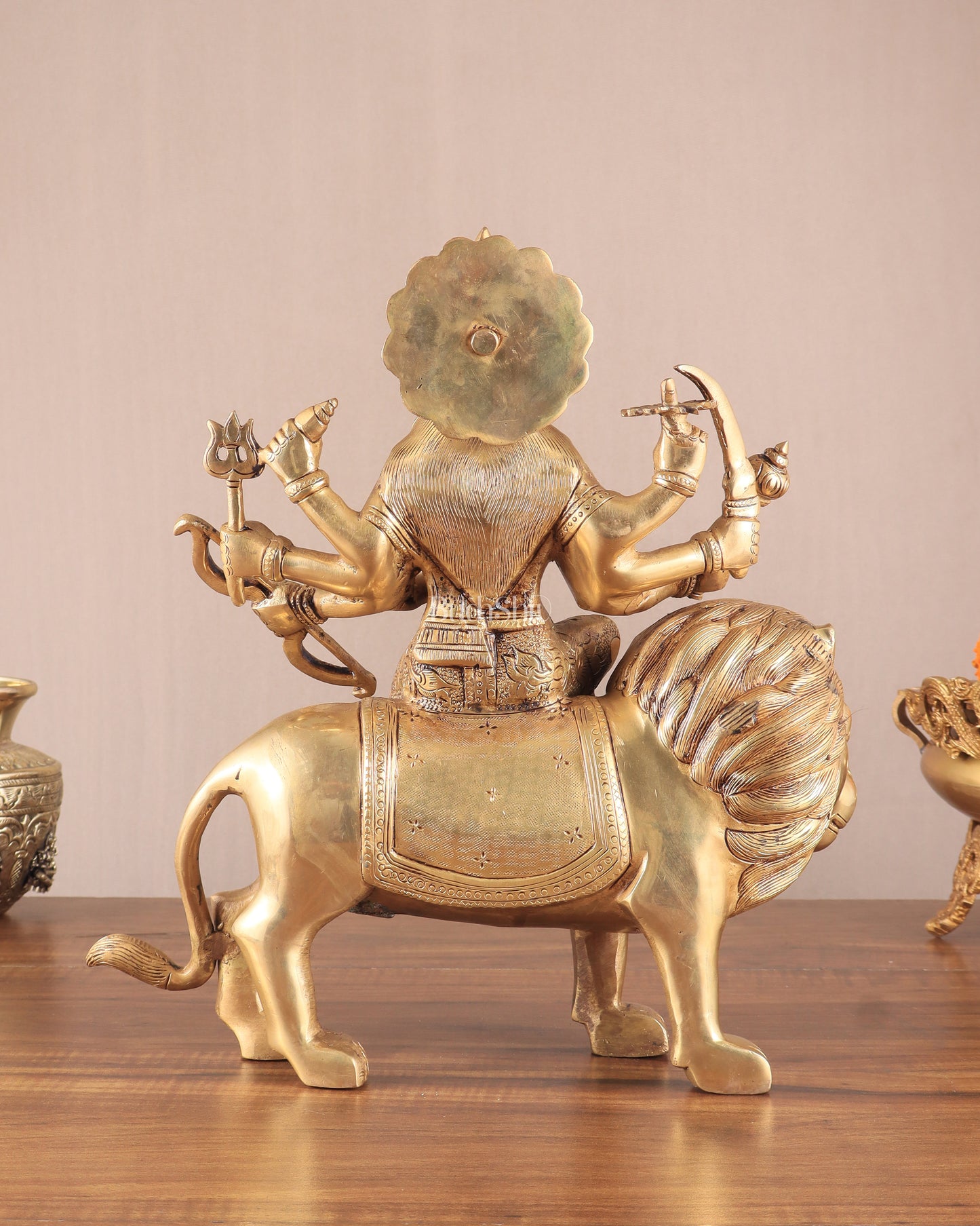 Elegant Brass Durga Mata sherawali ma Statue 12 Inch | Devi Durga Sculpture |  Budhshiv