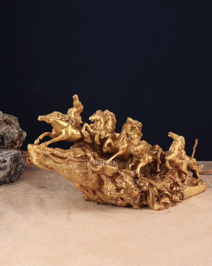 Vastu Approved Brass 9 Lucky Horses Running Uphill | Decorative Showpiece