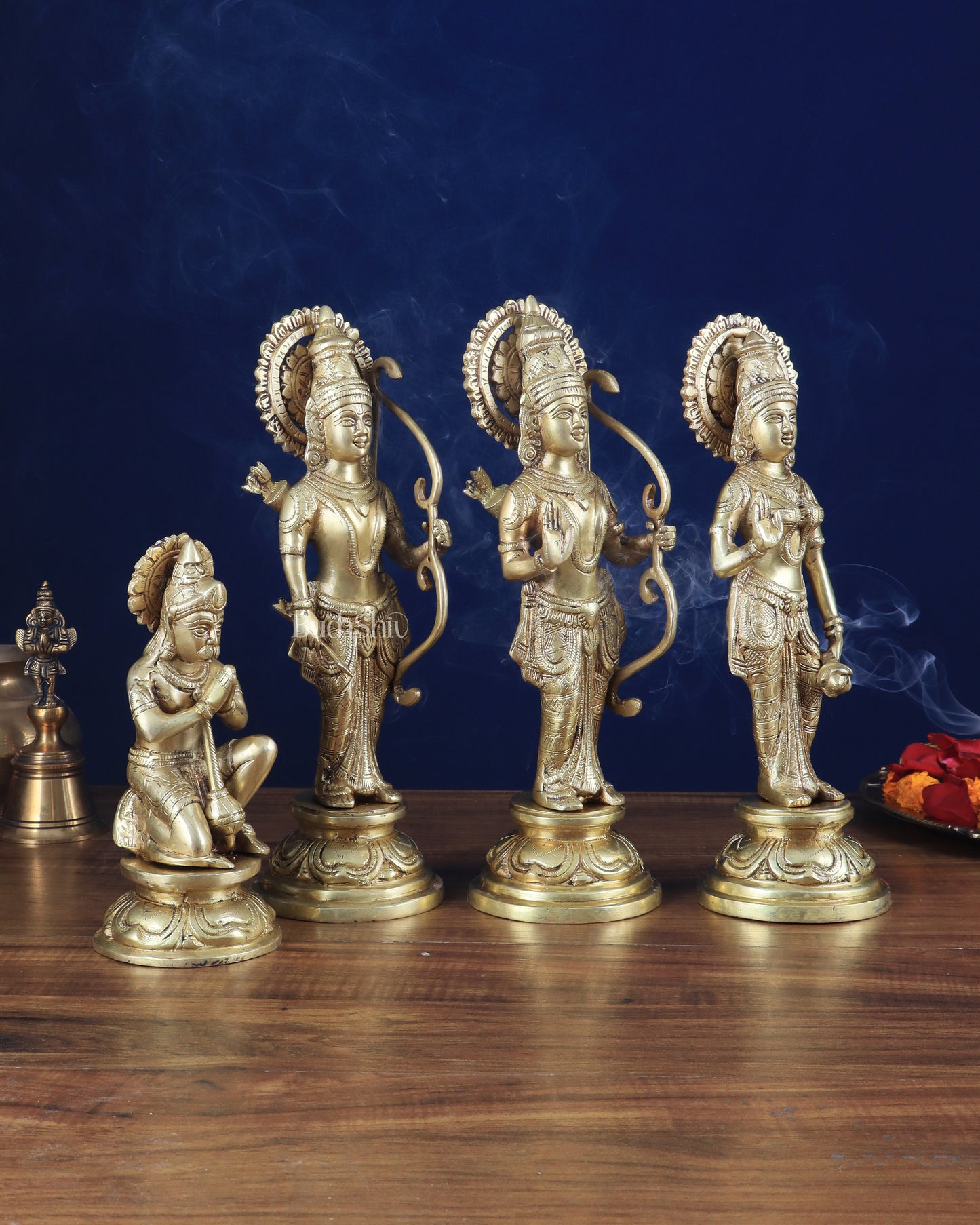 Lord Ram Darbar idols: Superfine Brass Set - 12.5"