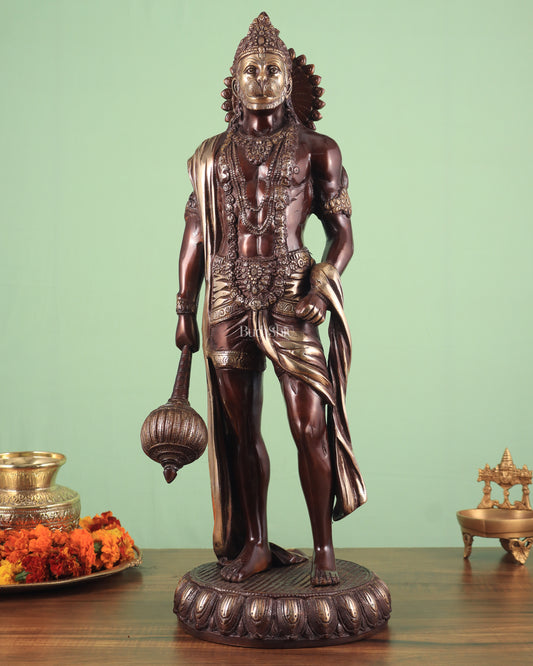 Brass Lord Hanuman Statue Standing 24" Height dual tone