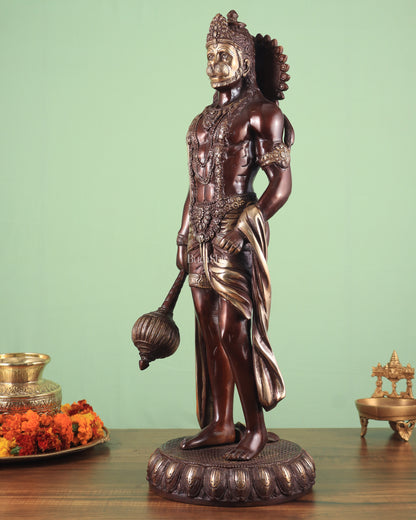 Brass Lord Hanuman Statue Standing 24" Height dual tone