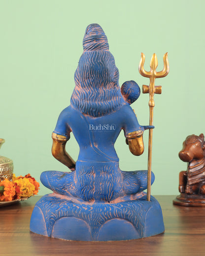 Brass Shiva Statue Duel tone blue sandfinish 13"