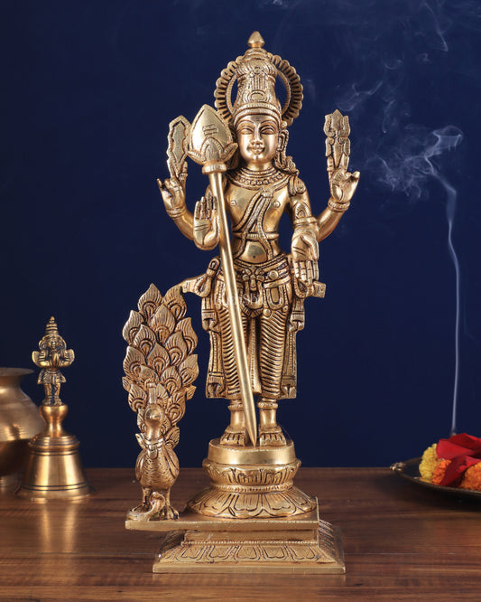 Lord Kartikeya Murugan superfine Brass idol | 15 inch