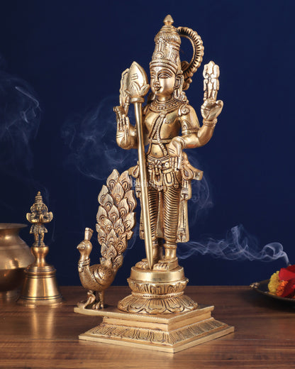 Lord Kartikeya Murugan superfine Brass idol | 15 inch