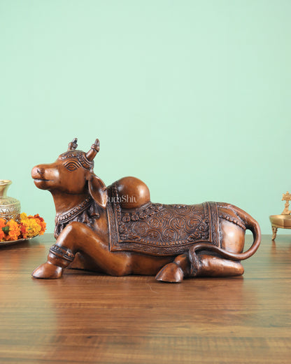 Brass Nandi Statue copper tone - 15 inch