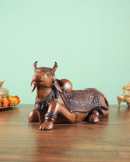 Brass Nandi Statue copper tone - 15 inch