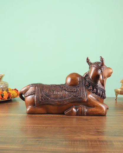 Brass Nandi Statue copper tone - 15 inch