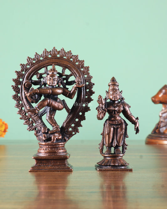 Pure Copper Nataraja shiva with parvati shivagmi idol - 4.5"