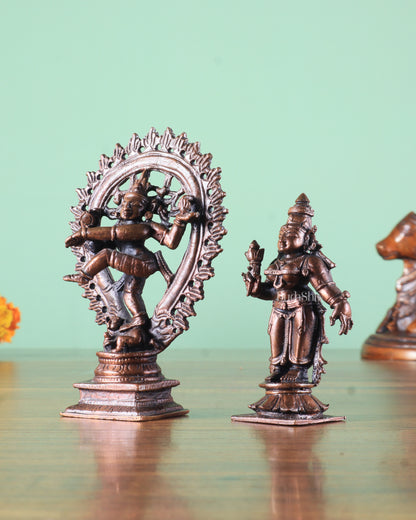 Pure Copper Nataraja shiva with parvati shivagmi idol - 4.5"