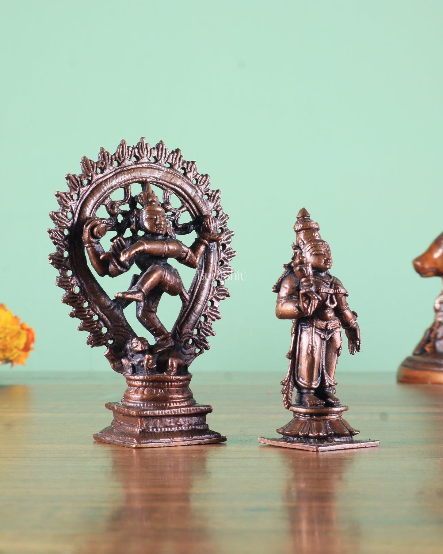 Pure Copper Nataraja shiva with parvati shivagmi idol - 4.5"