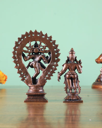 Pure Copper Nataraja shiva with parvati shivagmi idol - 4.5"