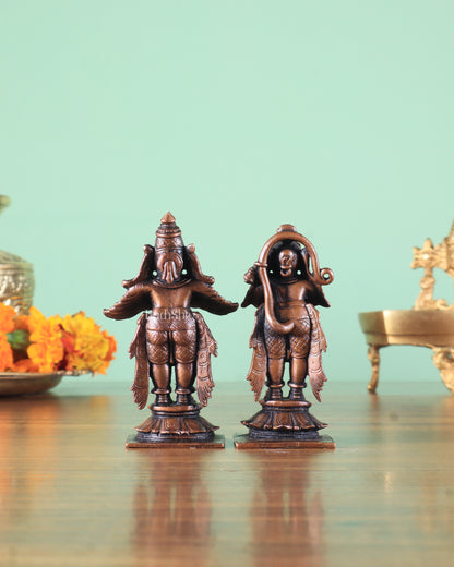 Pure Copper Lord Hanuman & Garuda Standing Idol Pair