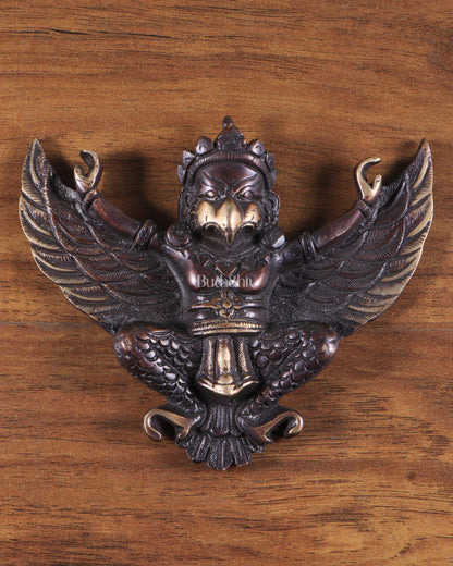 Unique Brass Wall Hanging Flying Garuda Idol 5" Chola brown tone