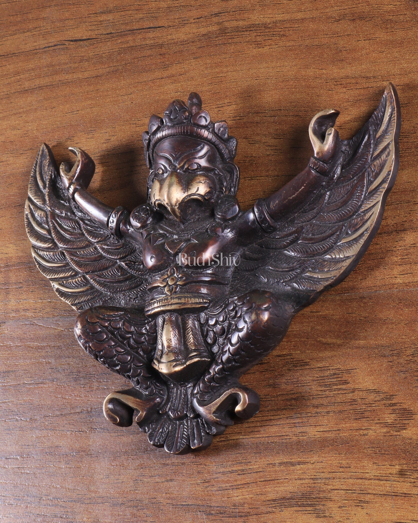 Unique Brass Wall Hanging Flying Garuda Idol 5" Chola brown tone