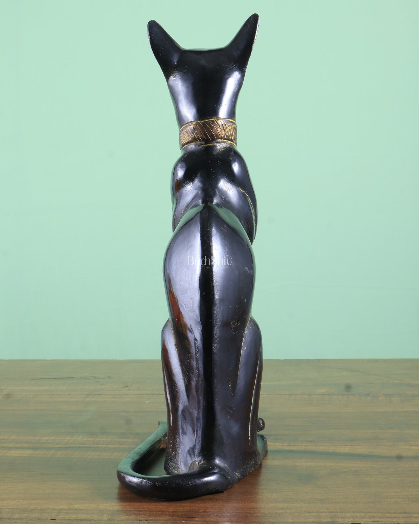 Brass Egyptian Black Cat  – Elegant Showpiece 14"