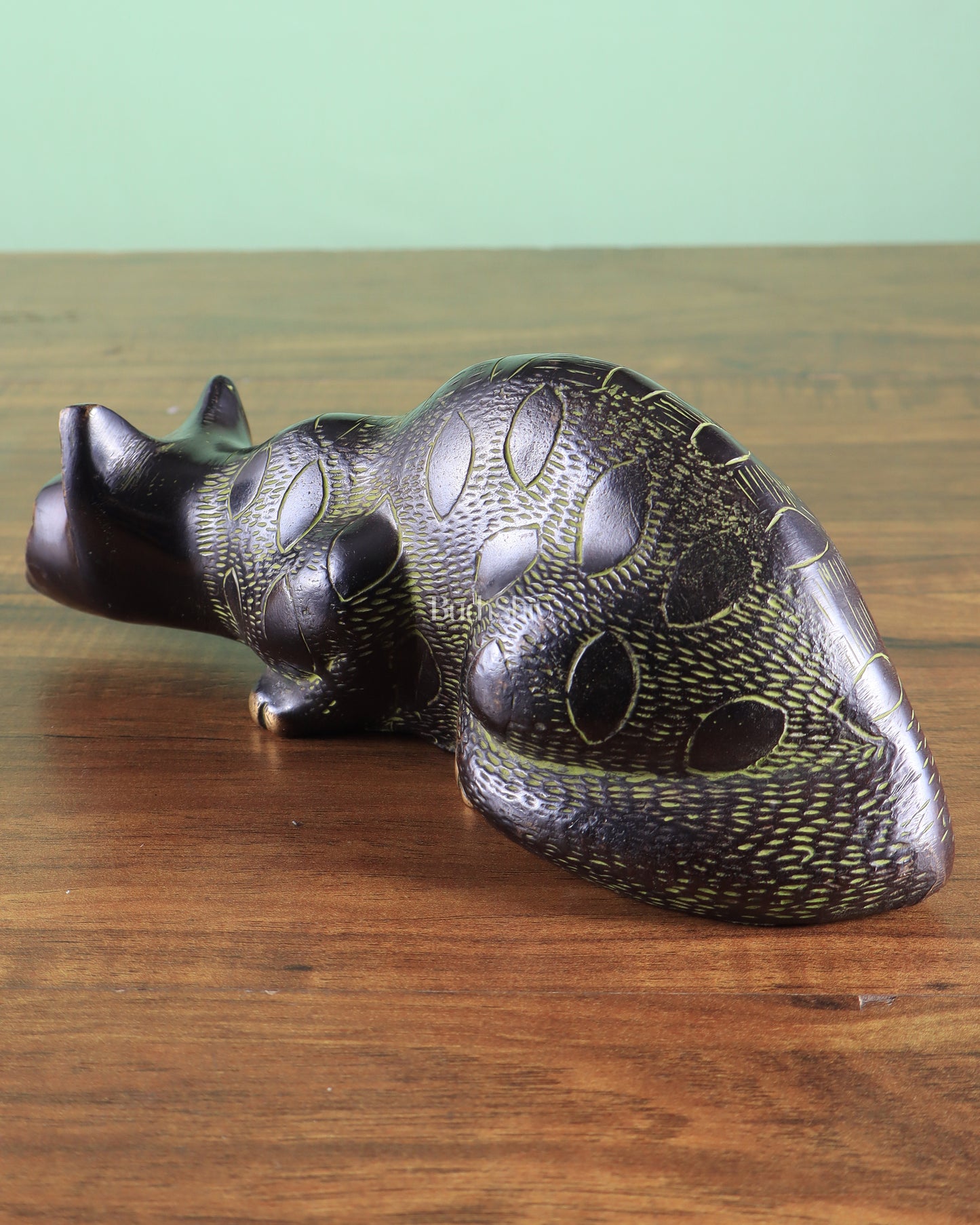 Pure Brass Vastu Black Cat Drinking Water Pose Showpiece