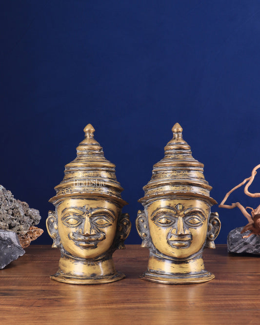 Vintage Brass Shiv Gauri Mukhalingam Pair - Large 12"