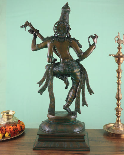 Brass Dancing Saraswati Idol 32" added copper