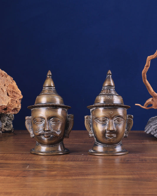 Vintage Pure Brass Shiv Gauri Mukhalingam Set 7"