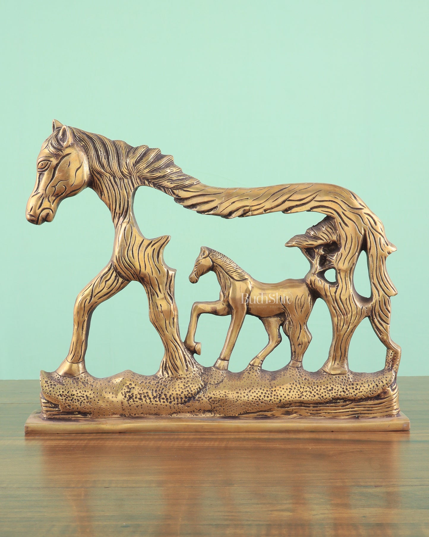 Brass Horse Showpiece 2D – Tabletop & Wall Hanging