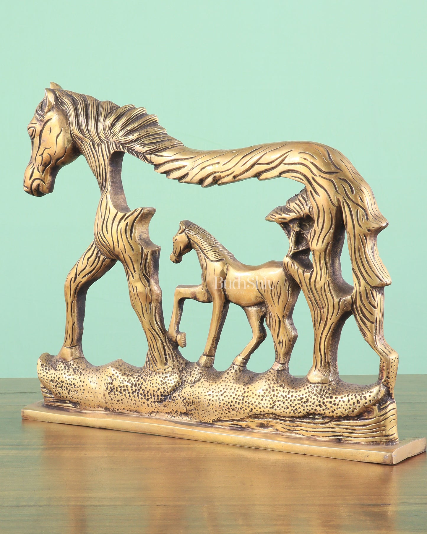 Brass Horse Showpiece 2D – Tabletop & Wall Hanging