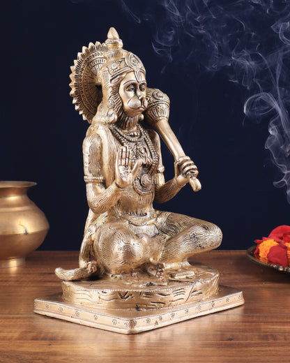 Pure Brass Blessing Hanuman Statue 11.5"