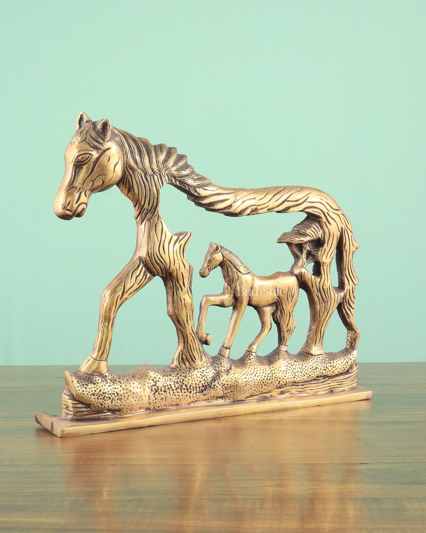 Brass Horse Showpiece 2D – Tabletop & Wall Hanging