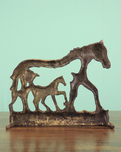 Brass Horse Showpiece 2D – Tabletop & Wall Hanging