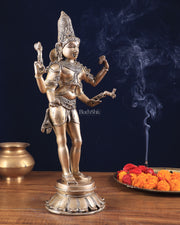 Pure Brass Lord Shiva as Pashupatinath Standing Sculpture – Hoysala Inspired 18"