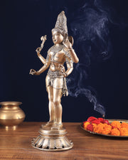 Pure Brass Lord Shiva as Pashupatinath Standing Sculpture – Hoysala Inspired 18"
