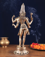 Pure Brass Lord Shiva as Pashupatinath Standing Sculpture – Hoysala Inspired 18"