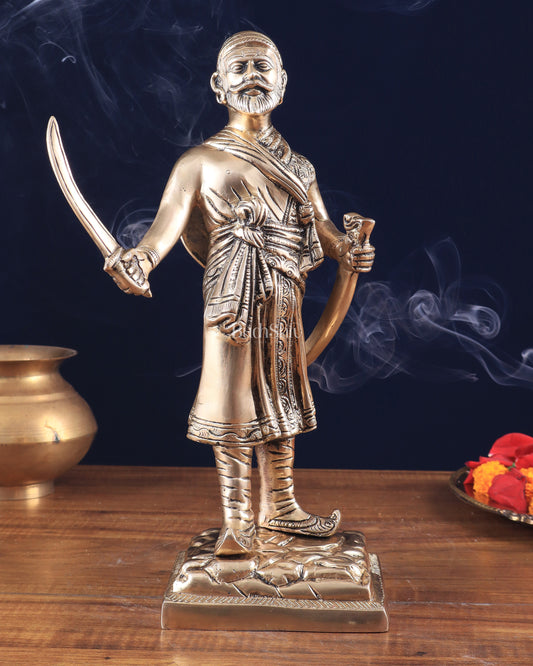 Pure Brass Chhatrapati Shivaji Maharaj Sculpture 12.5"