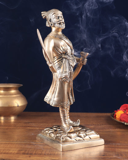 Pure Brass Chhatrapati Shivaji Maharaj Sculpture 12.5"