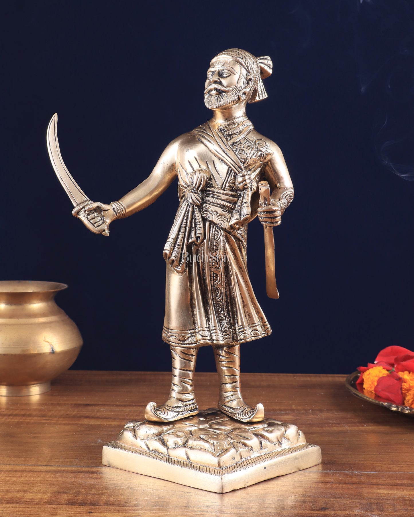 Pure Brass Chhatrapati Shivaji Maharaj Sculpture 12.5"