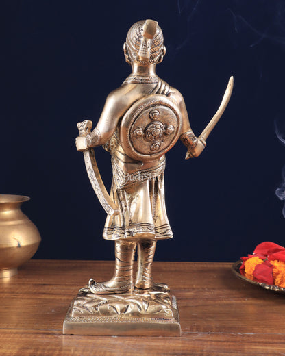 Pure Brass Chhatrapati Shivaji Maharaj Sculpture 12.5"