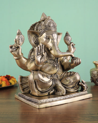 Brass Superfine Ganesha statue 15" matte finish