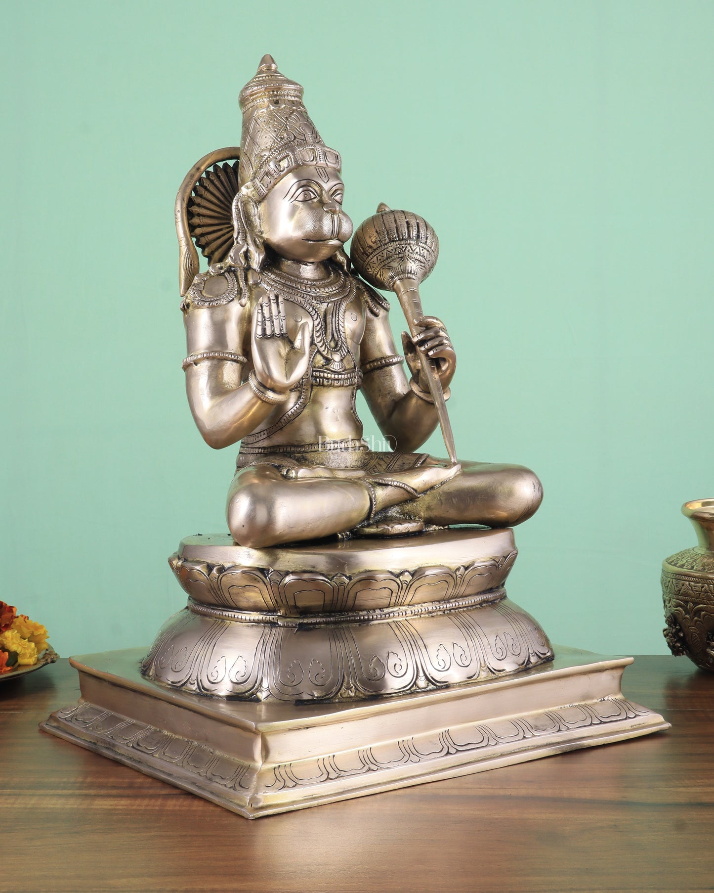 Handcrafted Brass Lord Hanuman Murti | 18" Height matte finish