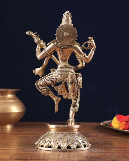 Pure Brass Dancing Saraswati Idol 11"