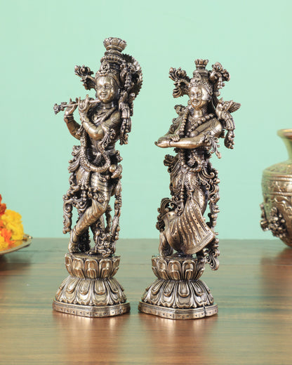 Brass Superfine Intricate Radha Krishna Idols 8"