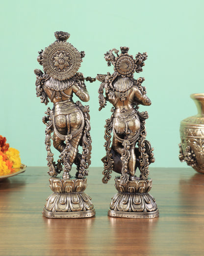 Brass Superfine Intricate Radha Krishna Idols 8"