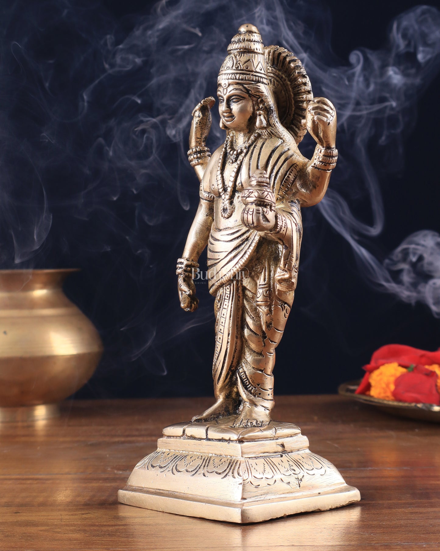 Pure Brass Standing Dhanvantari Idol 8"