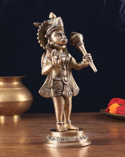 Pure Brass Standing Hanuman Ji Idol 8"